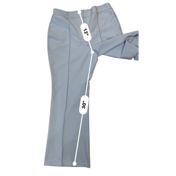 ladies Vintage Baby Blue Suit Lined Blazer Wide Leg Pants Single Button stretch - Picture 4 of 16